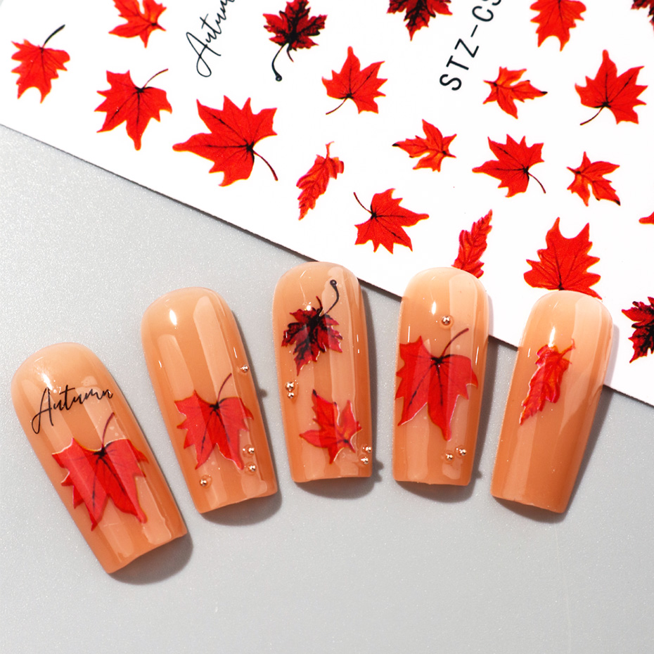 2pcs Watercolor Orange Red Map - Nail Art Orange recension och pris