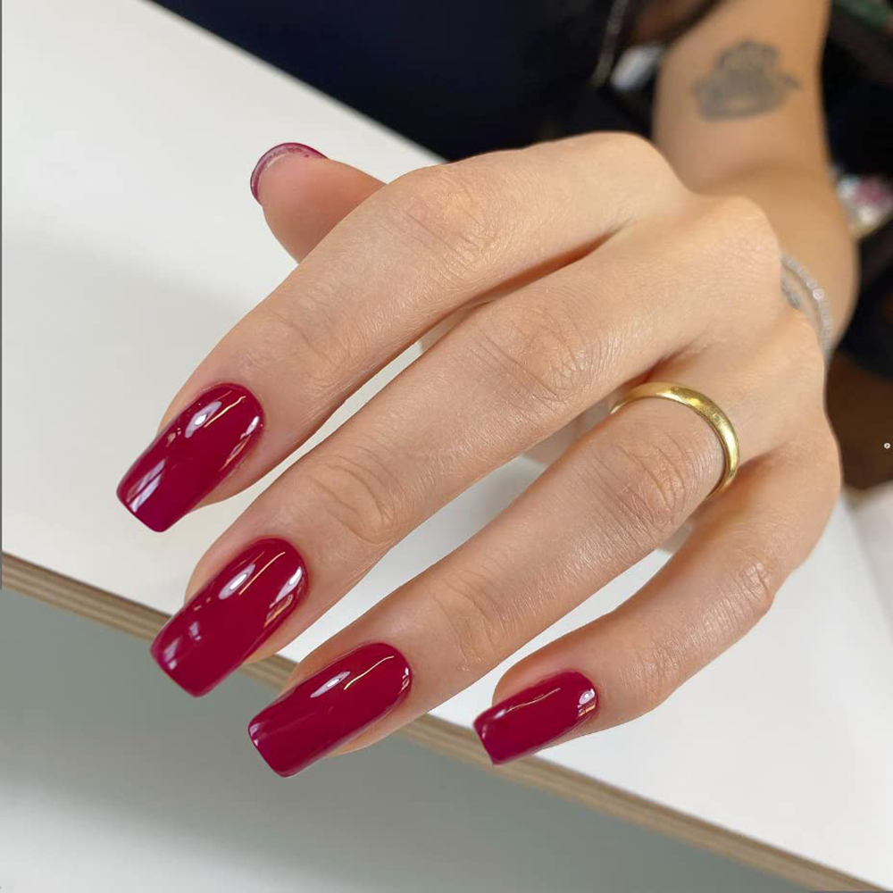 ARTAUG 24PCS Short Square Red  - Nail Art Pink recension och pris