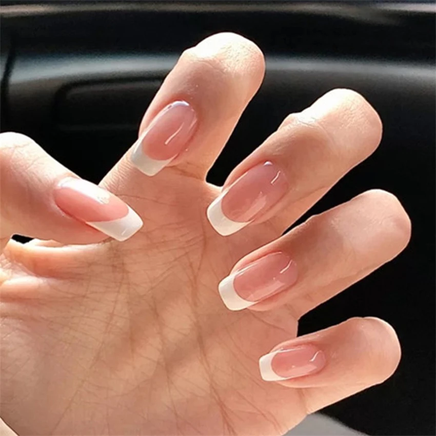 24Pcs/Set Short French Minimal - Nail Art Pink recension och pris