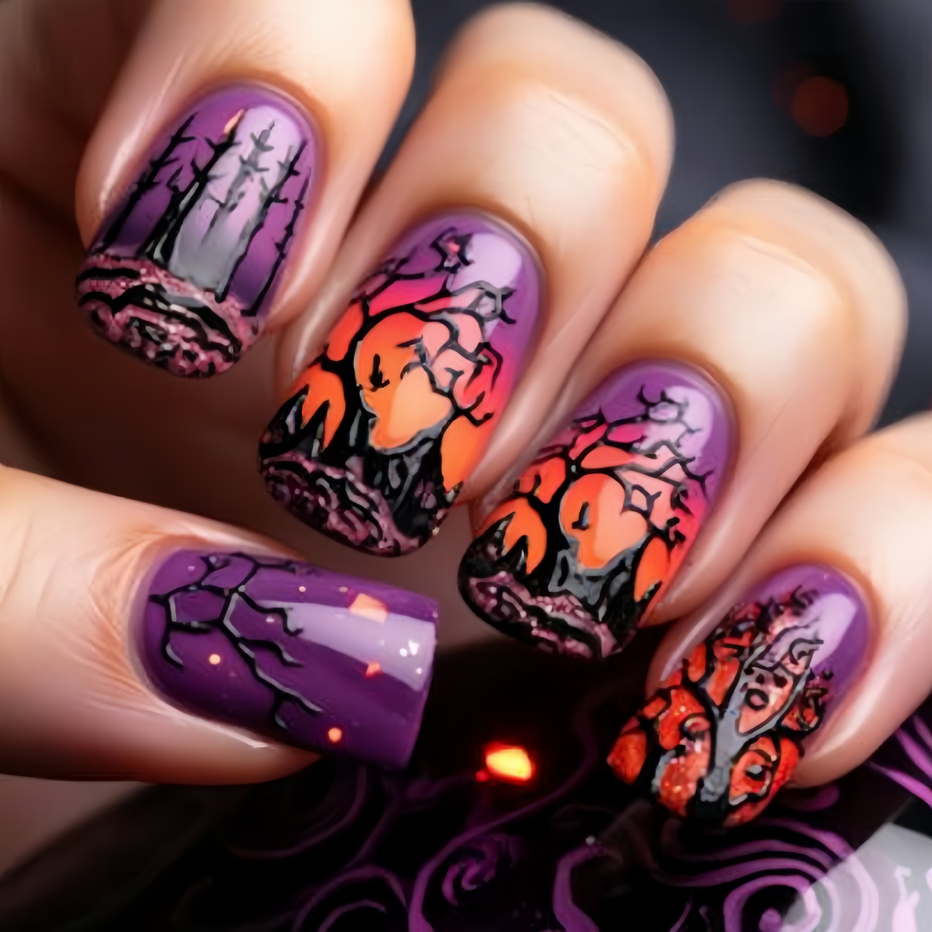 Medium Square fake nails for w - Nail Art Orange recension och pris