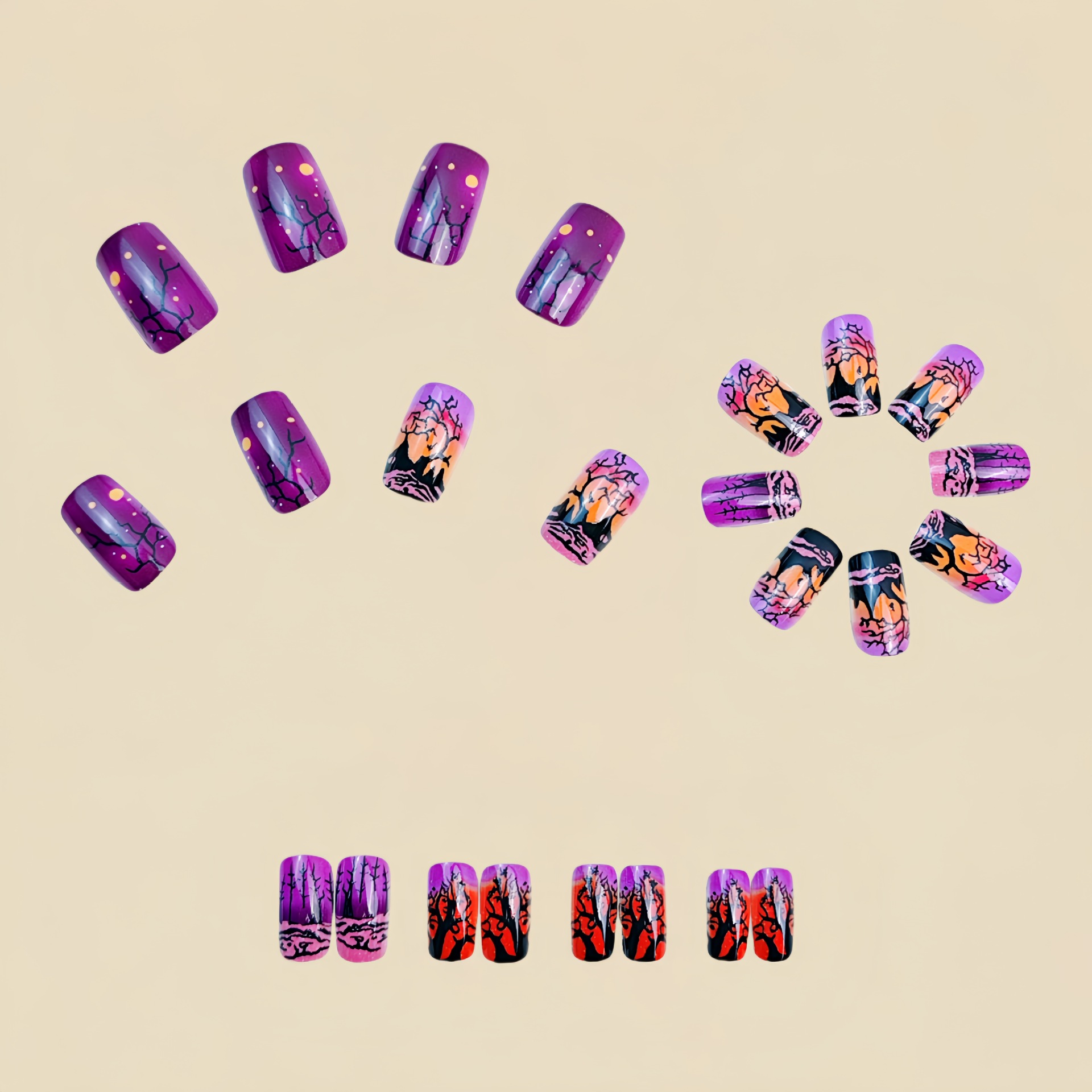 Medium Square fake nails for w - Nail Art Orange recension och pris