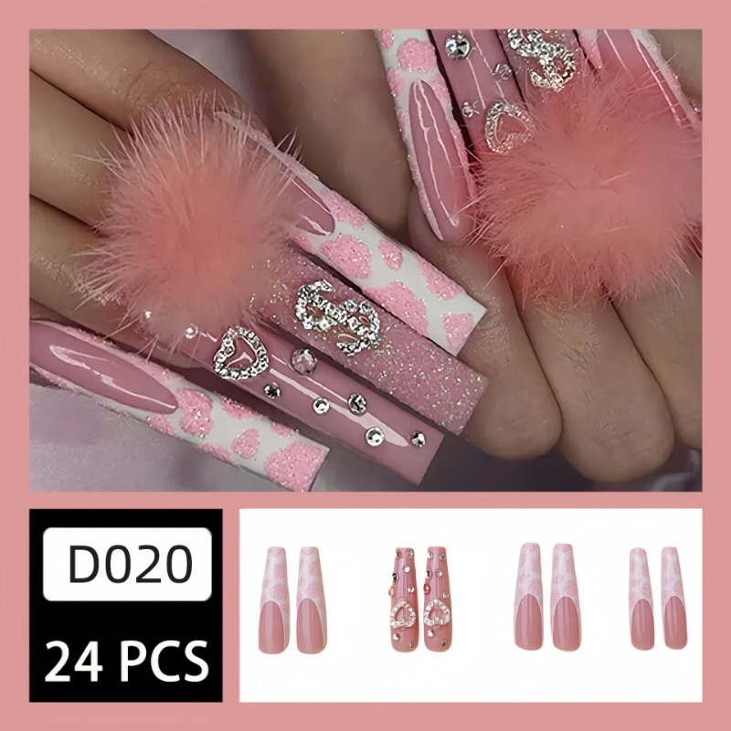 24Pcs Extra Long Square Press  - Nail Art Press On recension och pris