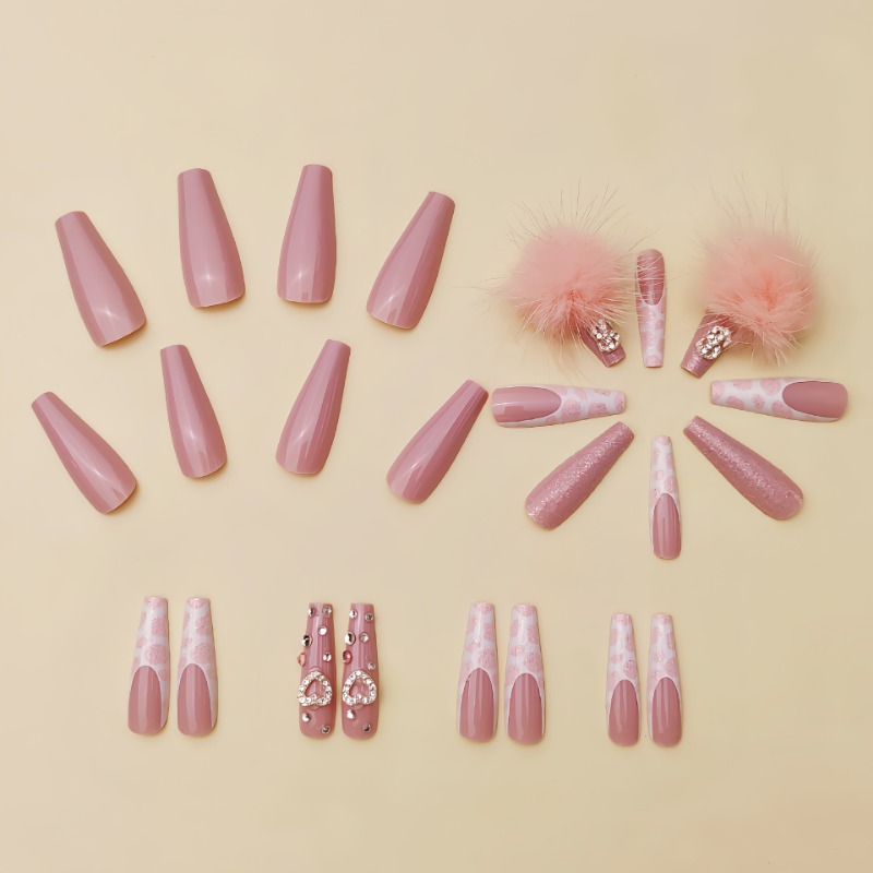 24Pcs Extra Long Square Press  - Nail Art Press On recension och pris