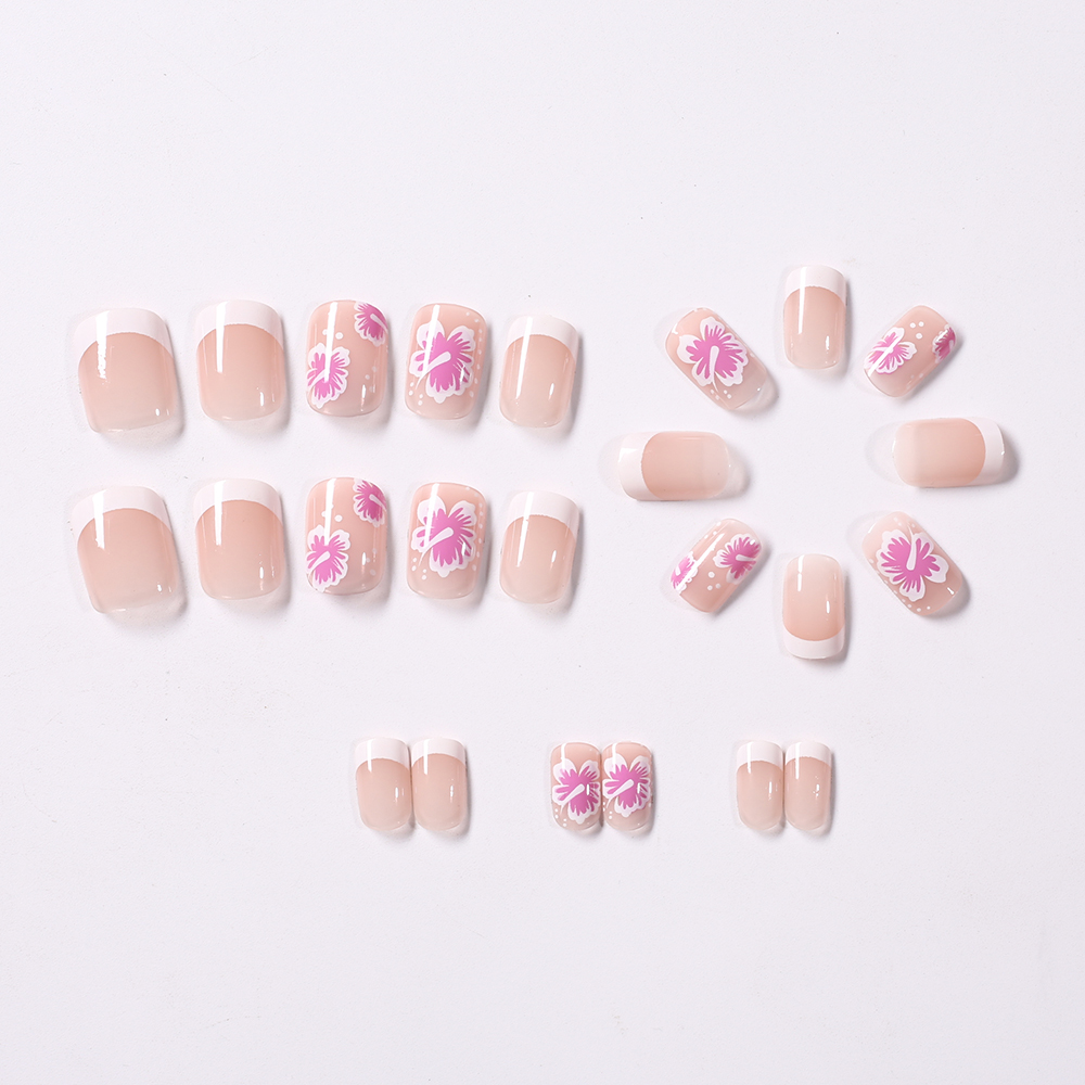 24Pcs French Flower False Nail - Nail Art Press On recension och pris
