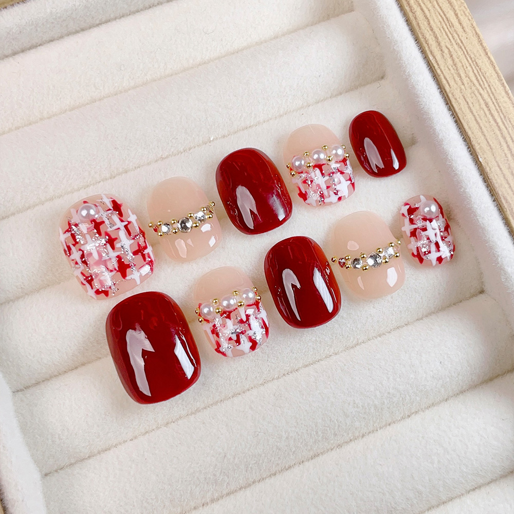 10pcs Short Square Round Handm - Nail Art Press On recension och pris