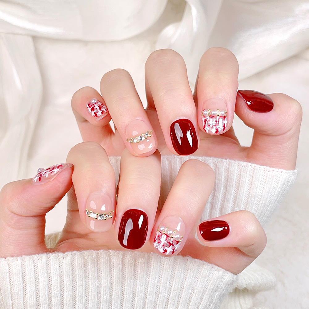 10pcs Short Square Round Handm - Nail Art Press On recension och pris