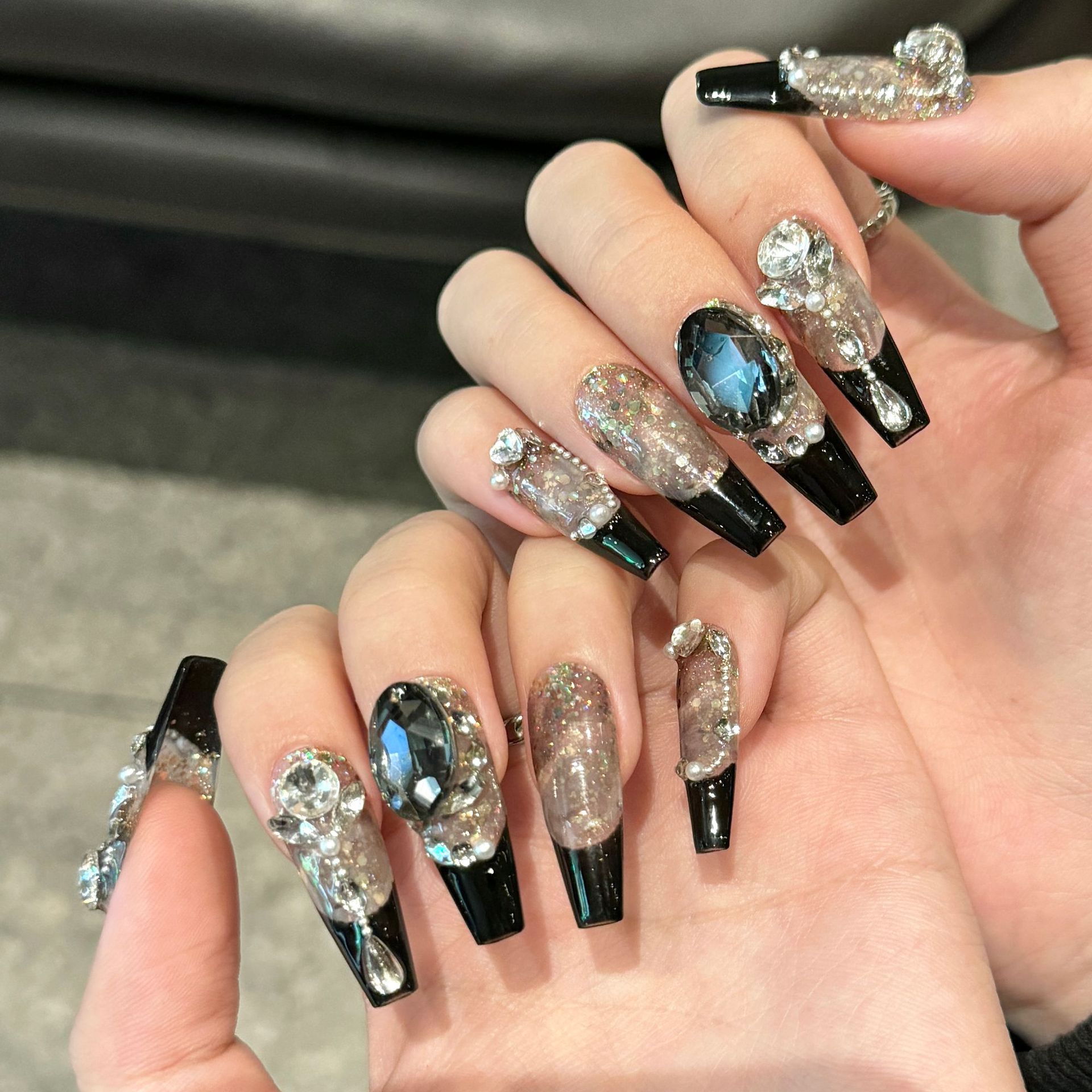 10pcs Black French Style Press - Nail Art Press On recension och pris